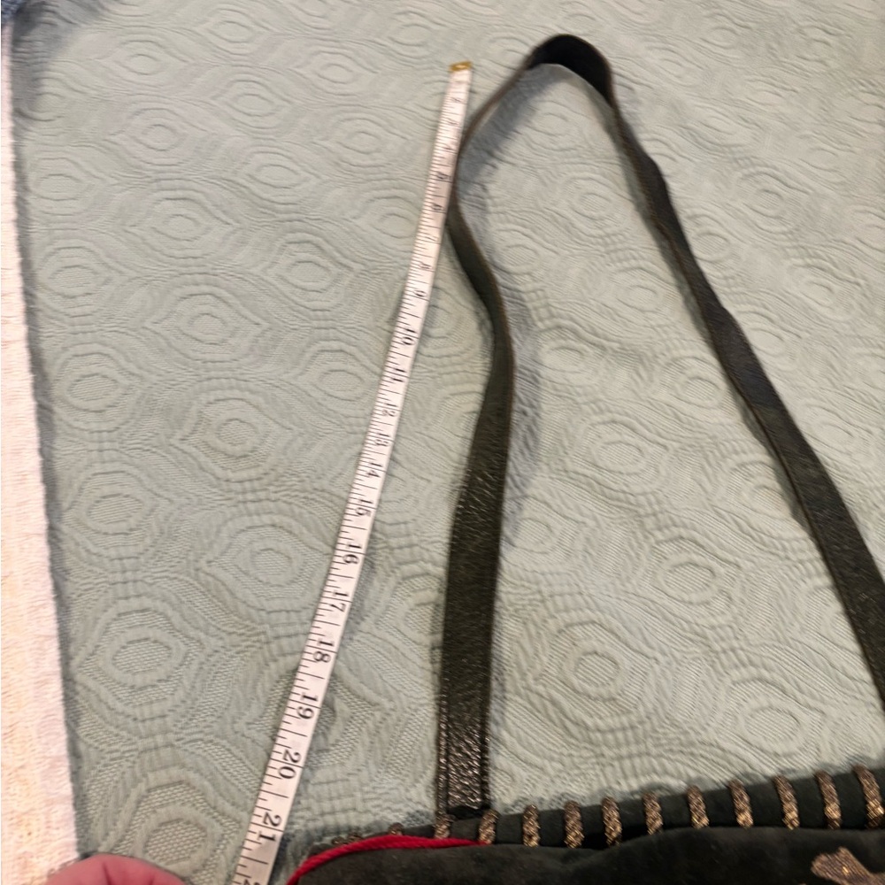 Vintage Carlos Falchi Black and Red Crest purse with purple suede interior flap - Picture 4 of 13